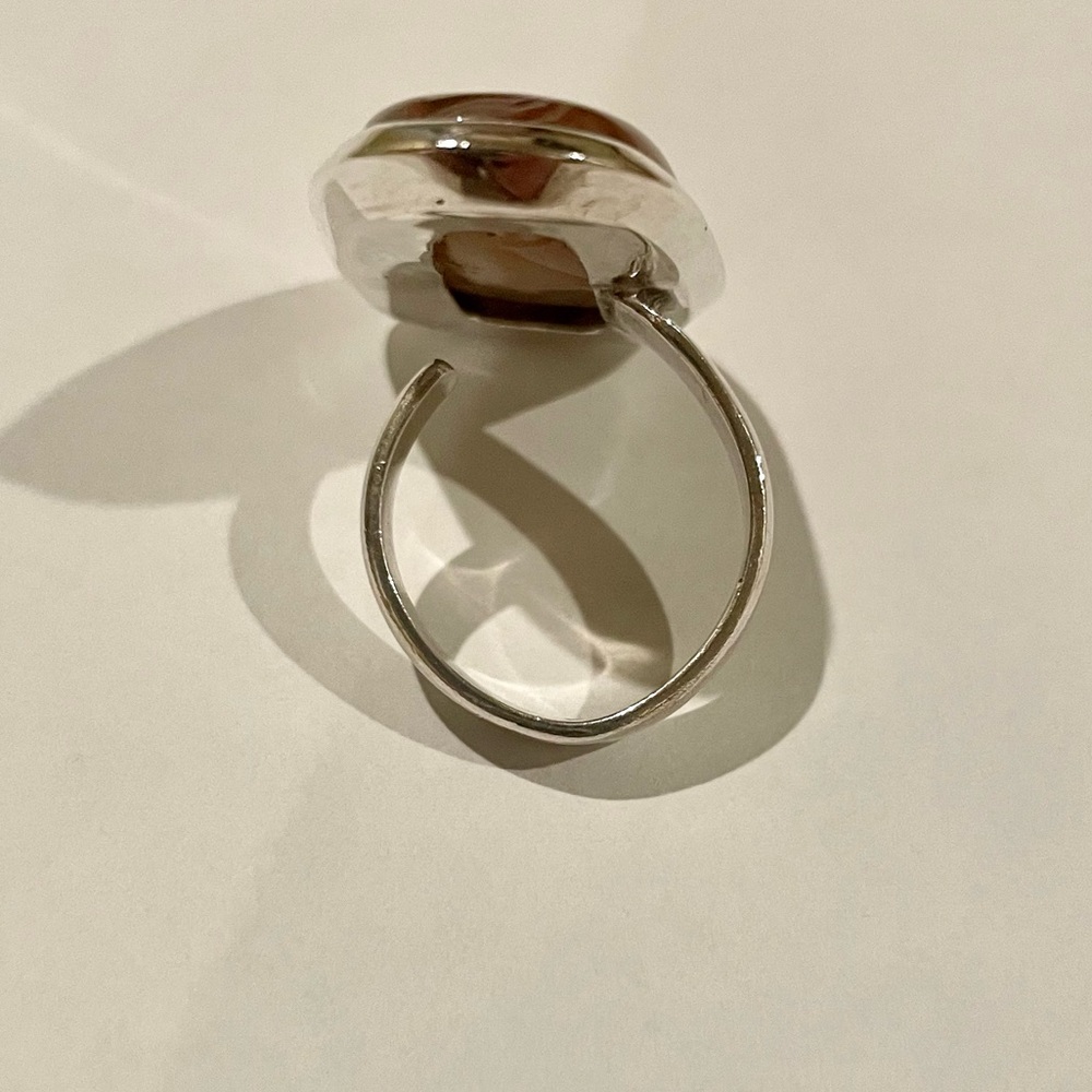 Sterling Silver Red Agate Ring Adjustable Cute St… - image 4